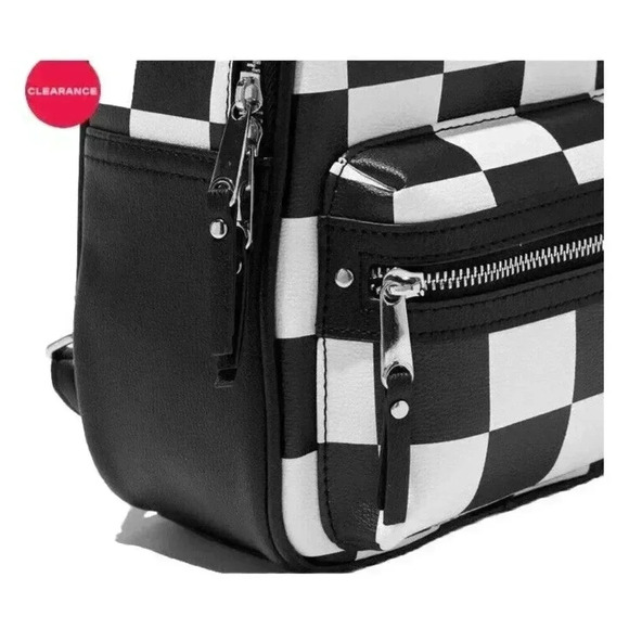 Black & White Check Faux Leather Mini Backpack - Picture 3 of 5